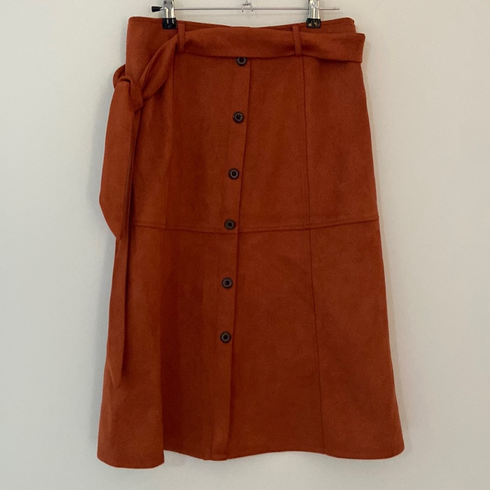 Burnt orange midi skirt
